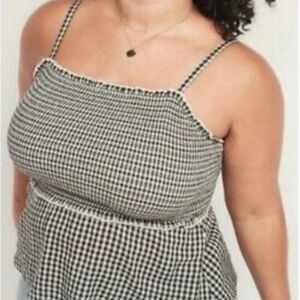 Old Navy Gingham Smocked Peplum Tank